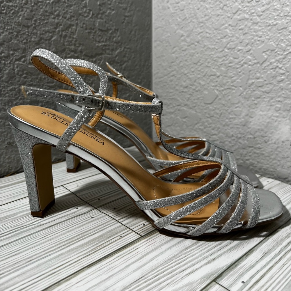 Badgley Mischka American Glamour Women’s ona straps heels Sandals silver size 10 - Picture 6 of 15